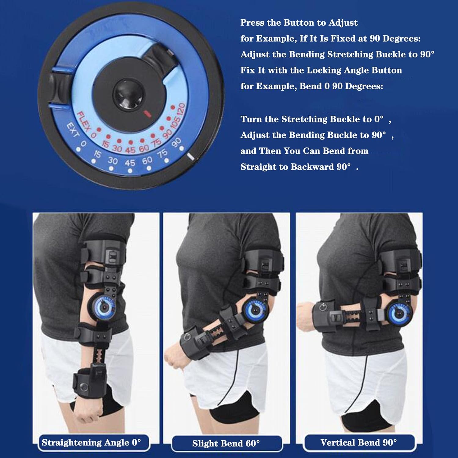 SFKLYU Hinged Elbow Brace,Adjustable Post Elbow Brace with Sling Stabilizer Splint Arm Splint Supporting Recovery from Postoperative Arm Injury,Right