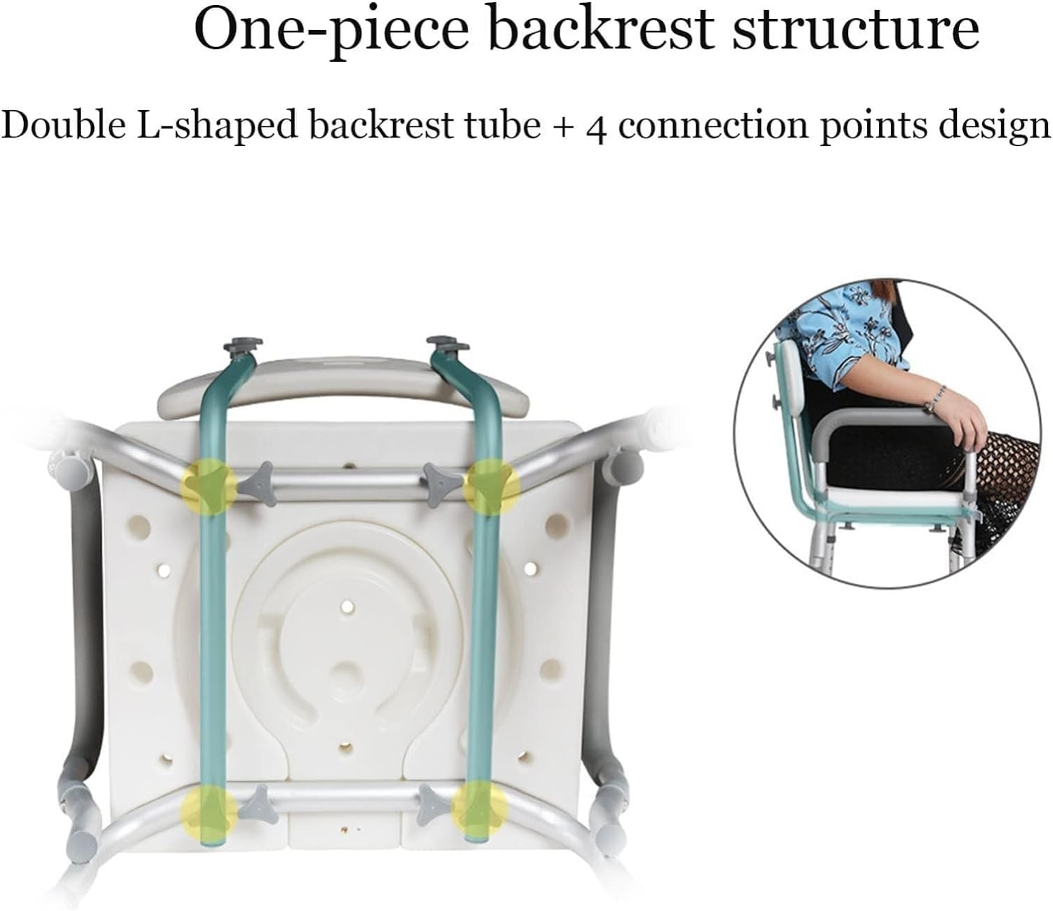 Shower Stool Height Adjustable Bath Tub Shower Chair with Arms and Back with U-Shaped Seat Toilet Raiser Frame Bath Chair for Elderly,Supports Up to 300Lbs