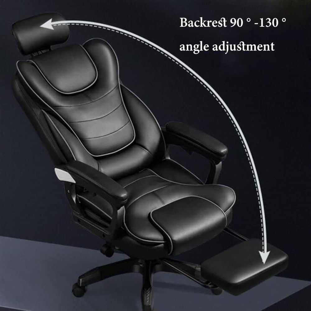 Ergonomic Executive Office Chair with Foot Rest, Gaming High Back Design, Lumbar Support, Adjustable PU Leather, Task Chair with Arms - Ideal for Office Work and Gam(Pink-One Size