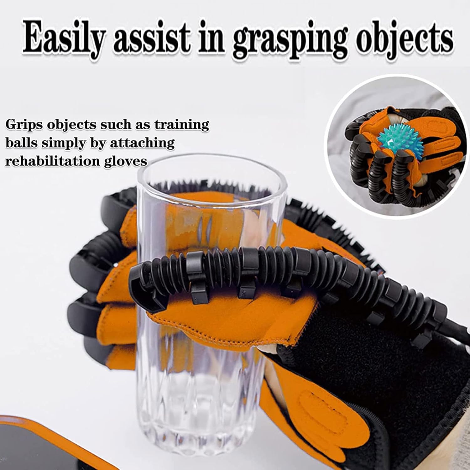 Finger Rehabilitation Training Robot Gloves, Stroke Hand Splint Electric Finger Orthosis, Hemiplegia Finger Exercises Pneumatic Mirror Rehabilitation Auxiliary Gloves(Size:Right-L)