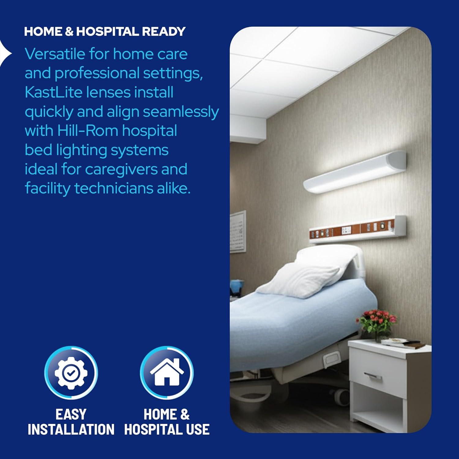 KASTLITE OEM Hillrom Hospital Bed Light Lens | Linear Prismatic Replacement Diffuser for Model 645 Hill-Rom Over-Bed Lighting | 48 Inch Fluorescent Light Fixture Cover | 5.25