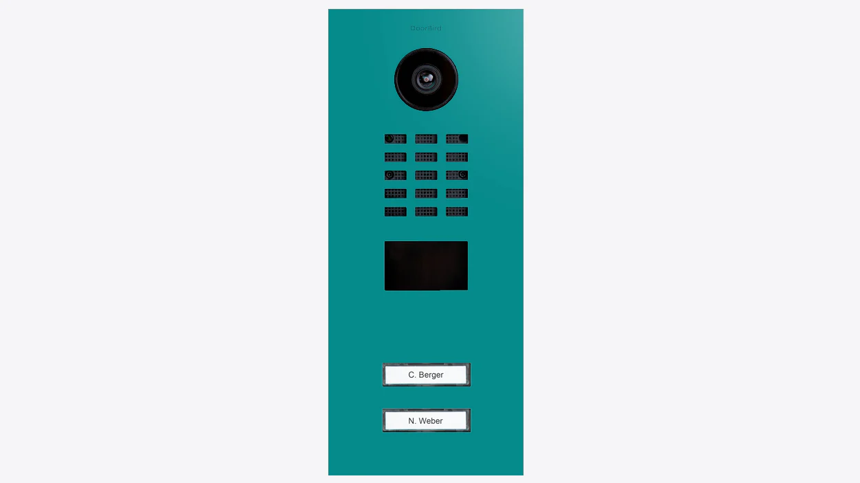 DoorBird D2102V IP Video Door Station, 2 Call Button in Turquoise Blue, RAL 5018