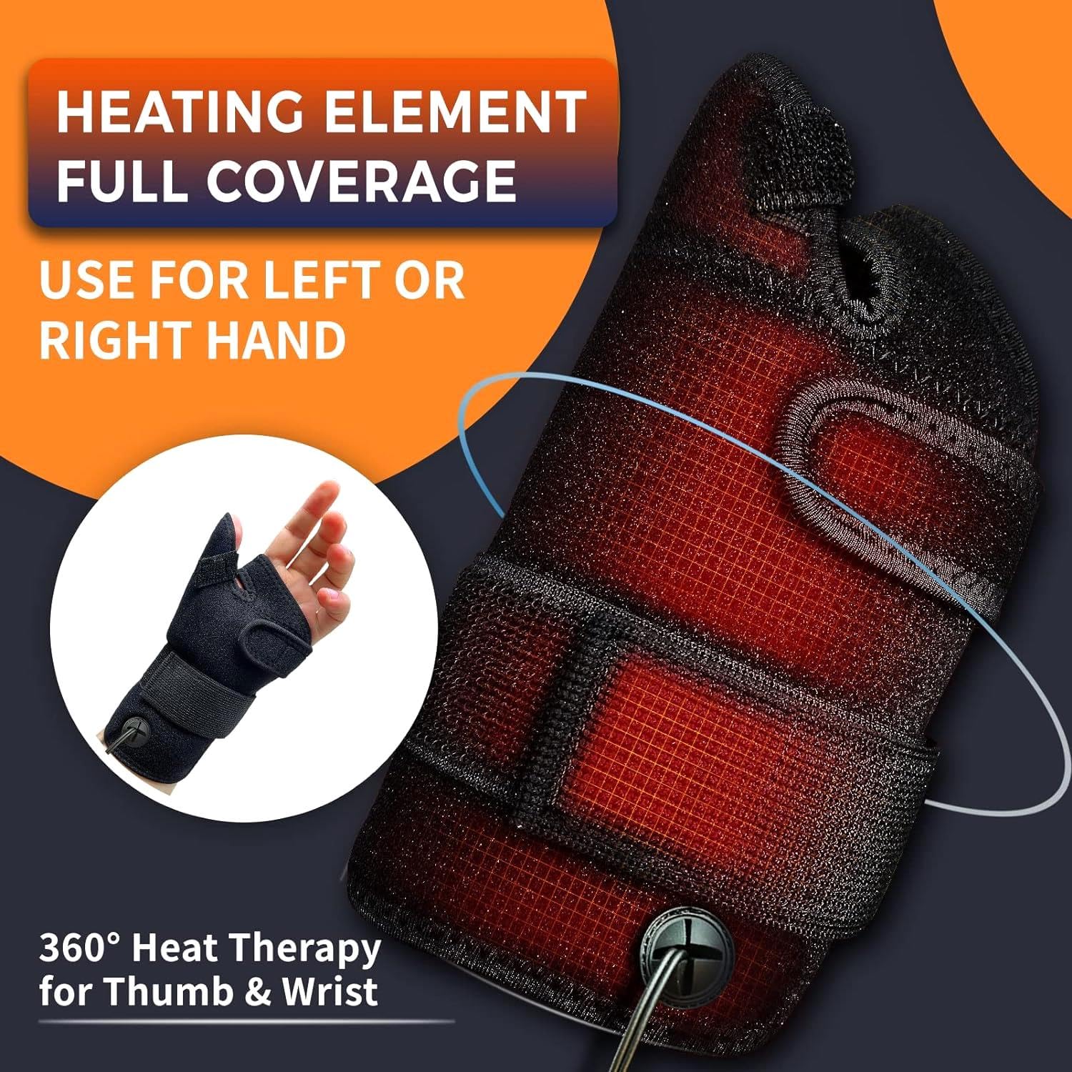ALEjon Wrist Thumb Brace Heating Pad for Arthritis, Carpal Tunnel, Tendonitis, De Quervain's Tenosynovitis - Adjustable, Customizable Heat Relief for Hand Pain