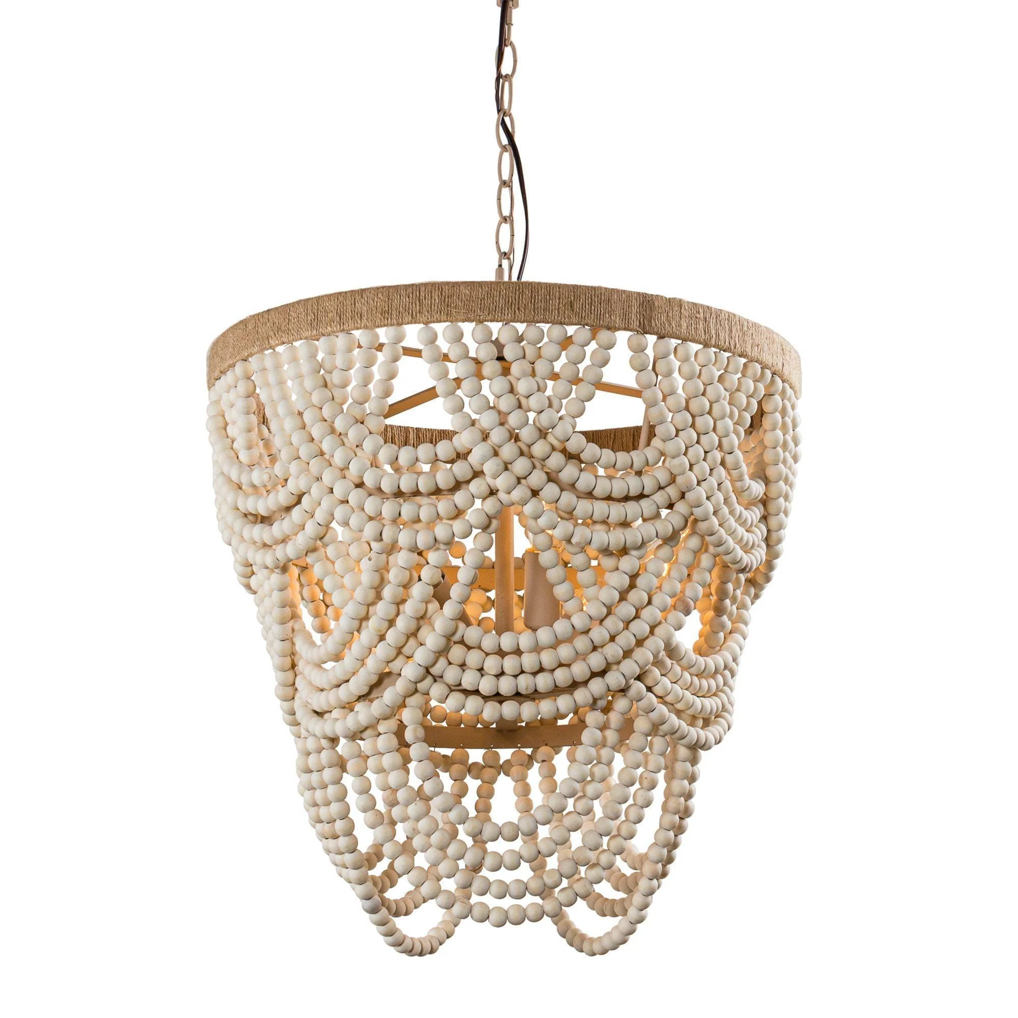 Parrot Uncle Hatfield 4-Light Bohemia Style Wood Beaded Chandelier