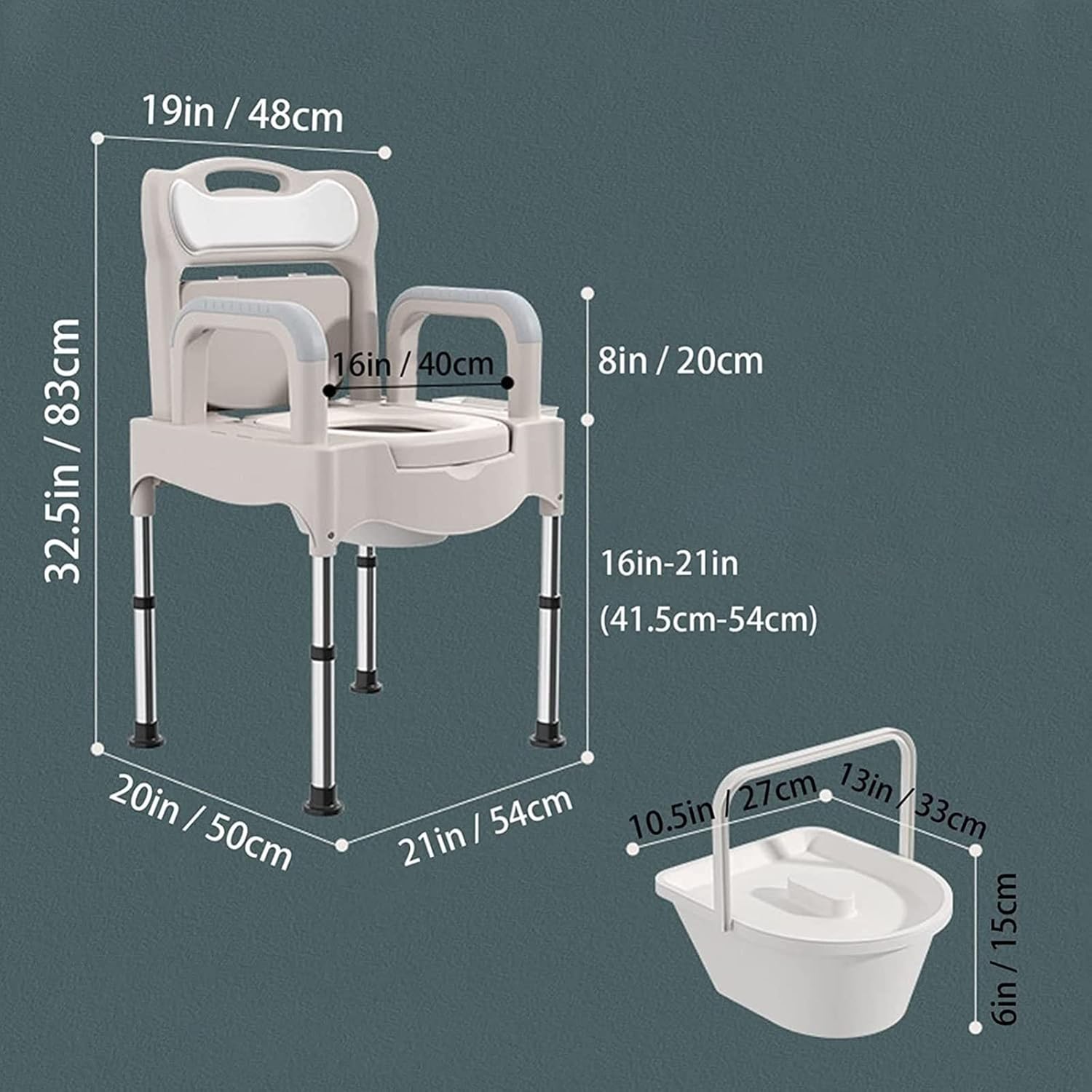 Commode Chair Bedside Toilet Bedside Commodes Height Adjustable Adult Potty Chair for Seniors Portable Toilets for Home Use Suitable for People with Disabilities The Elderly White