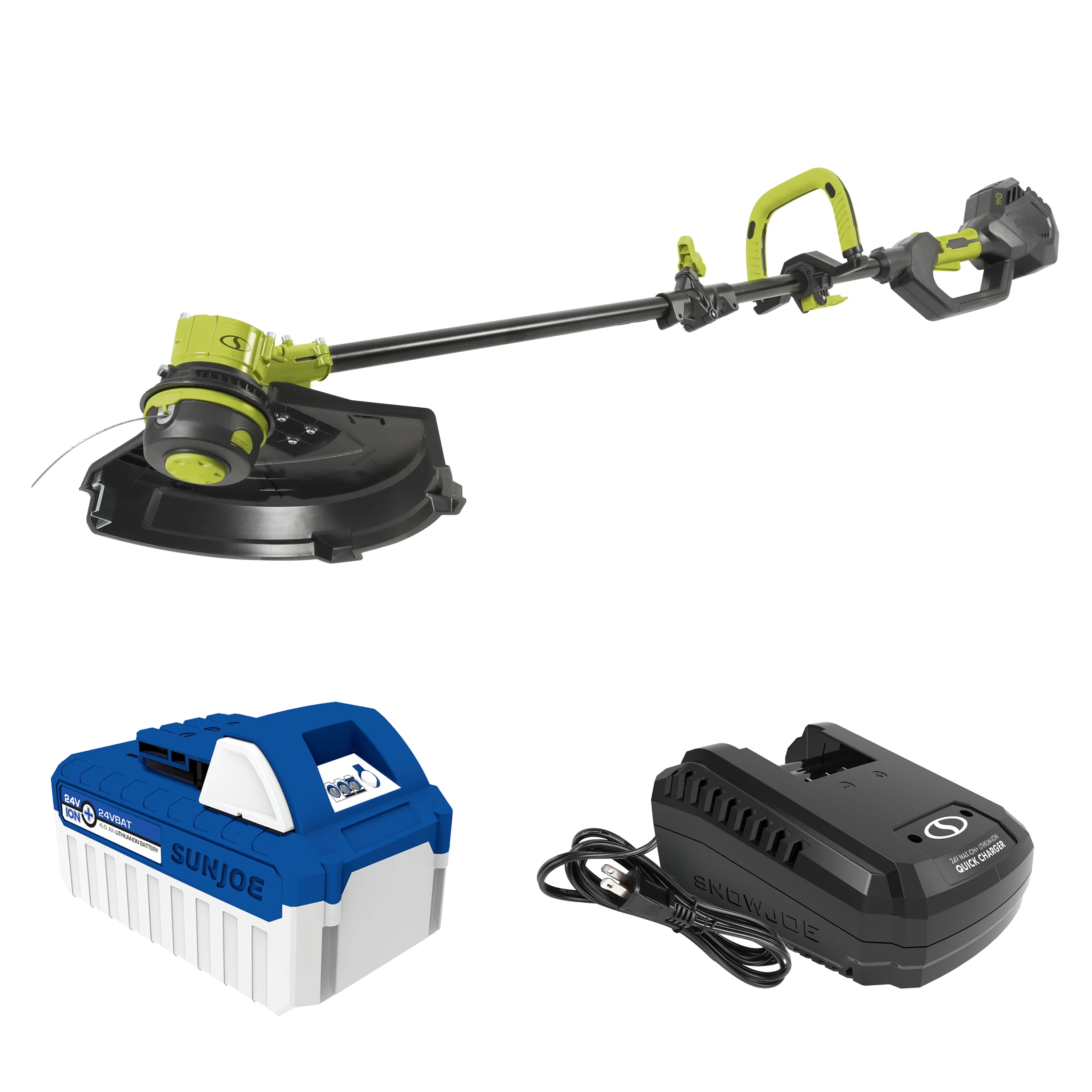 Sun Joe 24V-ST14B 24-Volt* IONMAX Cordless Dual-Line String Trimmer | 14-inch | 2-Speed | Brushless Motor | W/ 4.0-Ah Battery + Charger