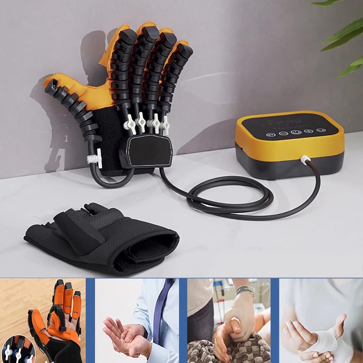 Rehabilitation Robot Gloves - Active Hands Gripping Aid Finger Training Rehab Orthotics to Solve Finger Stiffness, Minimize Spasticity for Patients