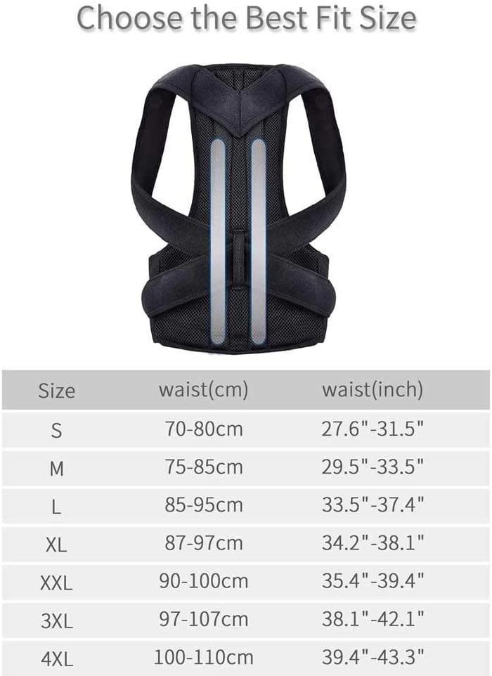 KouRy Adjustable Posture Corrector Back Brace - Clavicle Support to Stop Slouching, Back Trainer, Easily Adjustable (Size : Large)