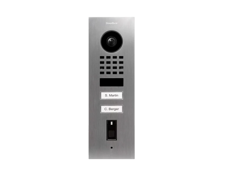DoorBird D1102FV Fingerprint 50 Flush-Mount IP Video Door Station, 2 Call Button in  Stainless Steel V4A