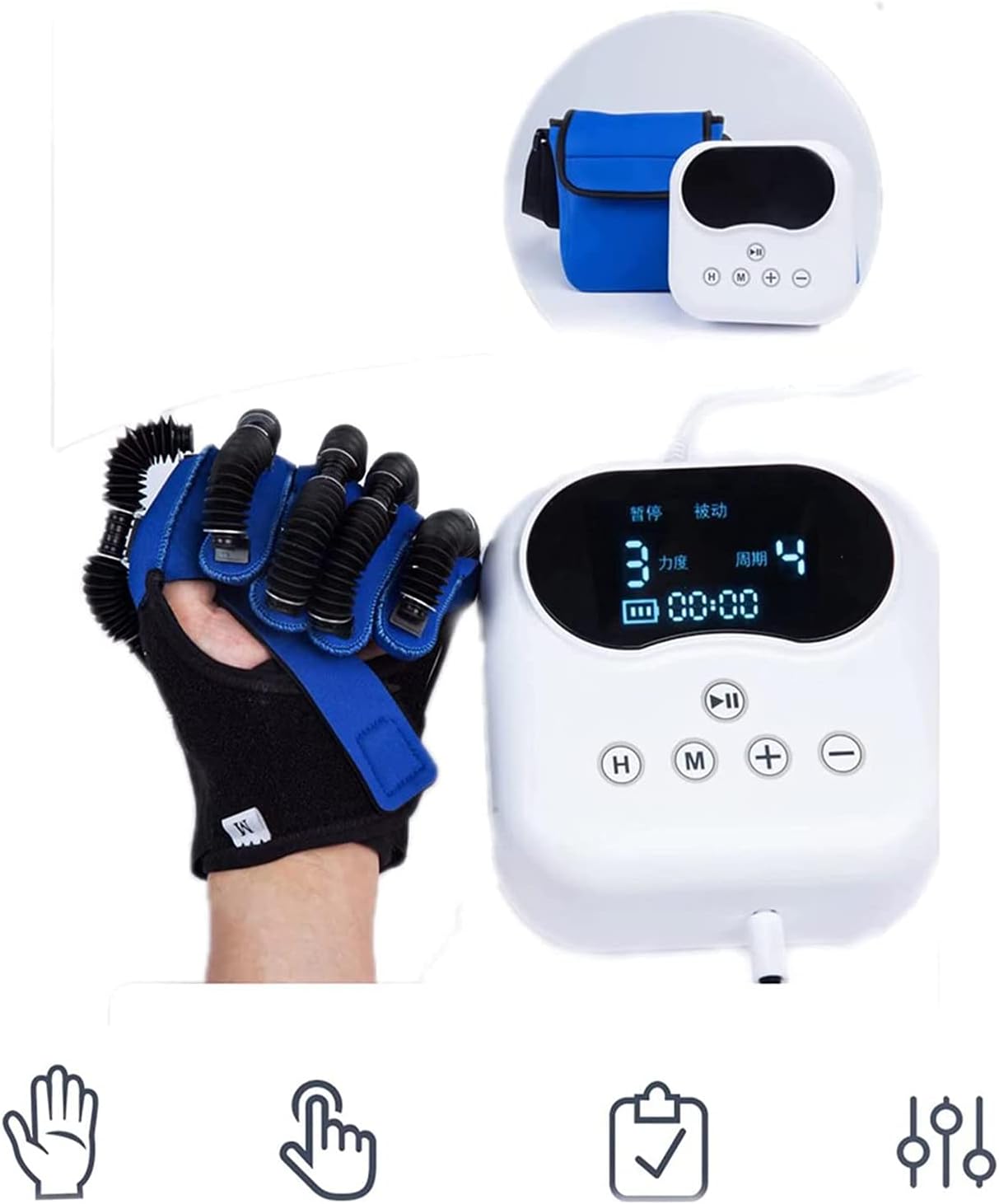 Electric Rehabilitation Robot Gloves Rehabilitation Auxiliary Training Gloves Finger Orthotics Functional Hand Splint for Long-Term Relief,Left,S