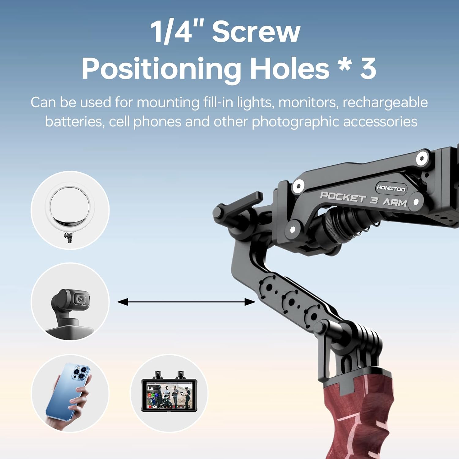 Came-TV Handle Grip Camera Mount, Handheld Camera Stabilizer Mount with 1/4