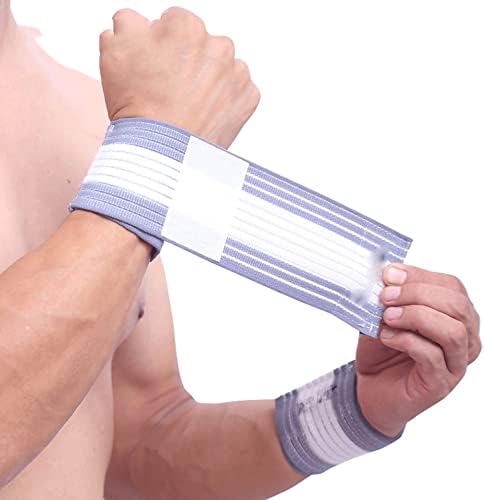 1PCS Cotton Elastic Bandage Hand Sport Wristband Gym Support Wrist Brace Wrap Carpal Tunnel(Grey with White)