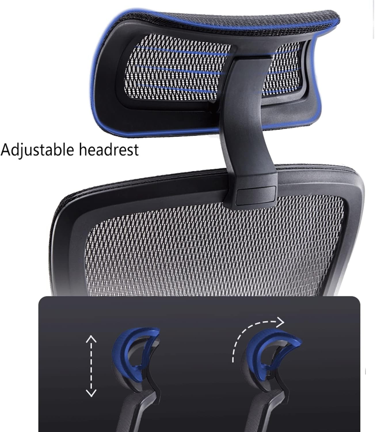 Office Chair, Breathable Mesh Executive Meeting Chairs with 3D Armrest and Headrest Support, Adjustable Lumbar Support, Ergonomic Sedentary Comfort Office Chair (Sponge Aluminum Alloy)