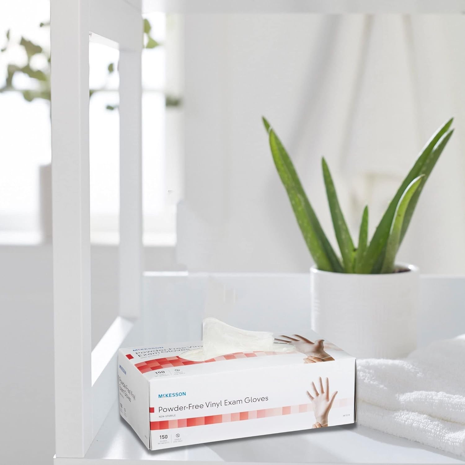 McKesson Powder-Free, Vinyl Exam Gloves, Non-Sterile, XS, 150 Count, 10 Boxes, 1500 Total