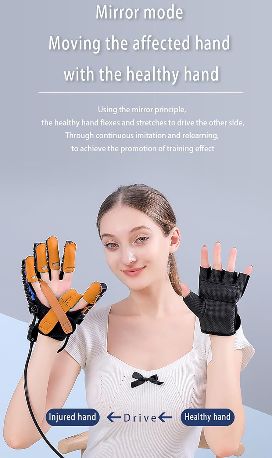 GOURIXIN Rehabilitation Robot Gloves, Five-Finger Rehabilitation Training Equipment Hand Function Exercise Flexion and Extension Electric Robot Hand for Stroke Recovery