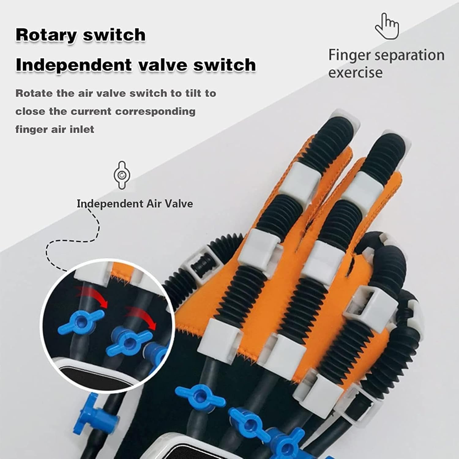 Rehabilitation Robot Gloves Hand Dysfunction Patient Training Device with Remote Control/Single Finger Training,Right-XL