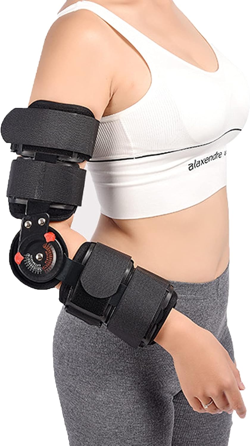 Hinged ROM Elbow Brace for Post-op Surgery Recovery Dislocated Arm Elbow Brace Stabilizer Splint Arm Orthosis Injury Recovery Support Surgery ​Injury Recovery Pain Relief