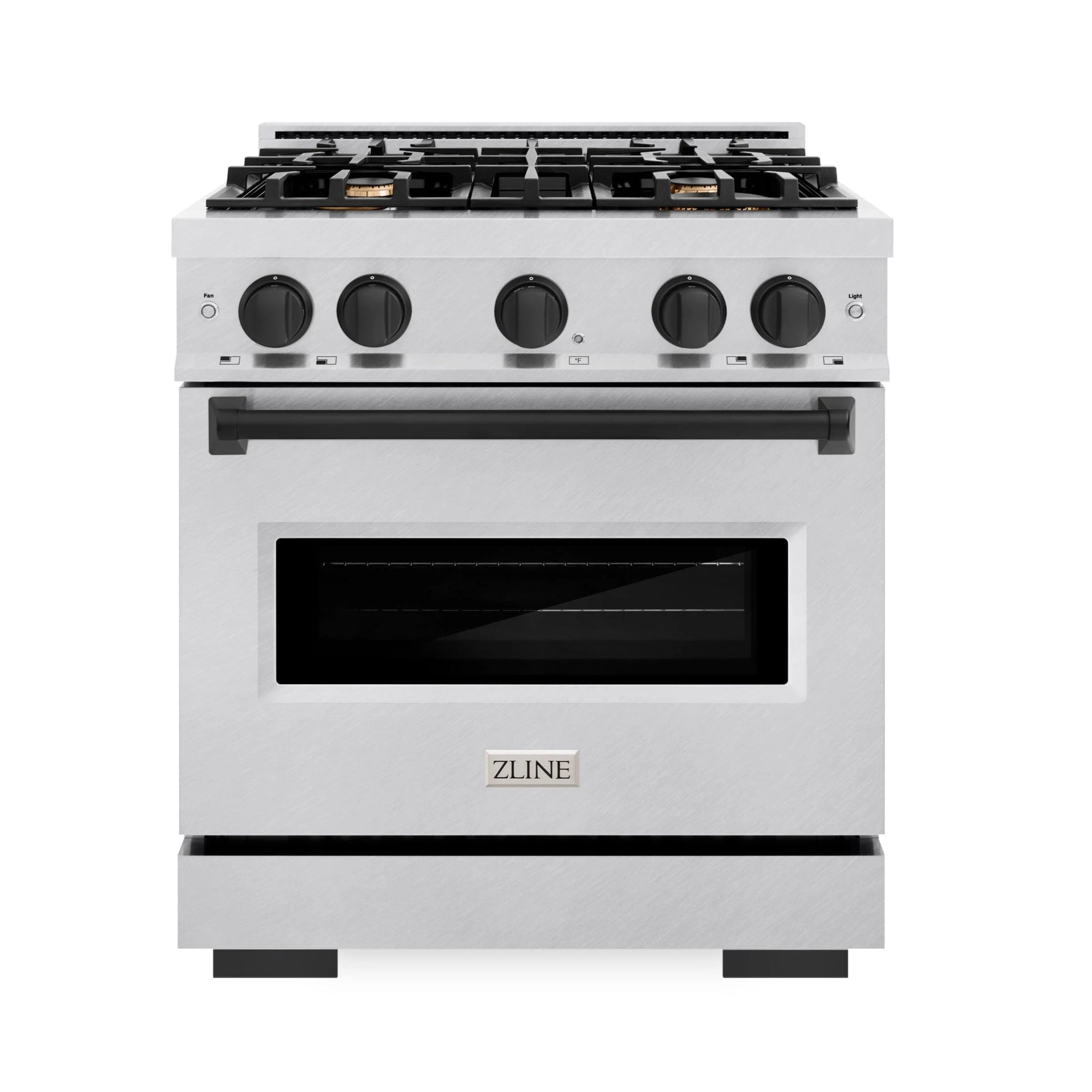 ZLINE Autograph Edition 30-Inch Classic Series Gas Range with 4 Gas Burner Cooktop and 4.2 Cu. Ft. Gas Convection Oven in Satin Stainless Steel and Matte Black Accents (CGRSZ-30-MB)