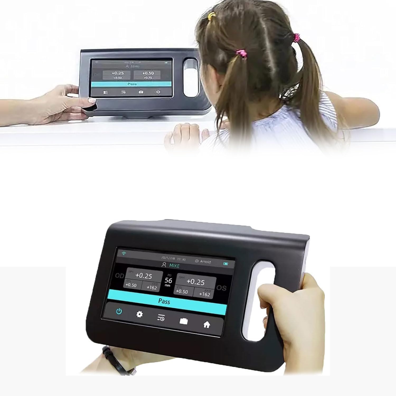 Portable Vision Screener, 7 Inch HD Auto Refractor with Data Storage Function, 0-180° Axis Number & 98cm Measuring Distance, for Optic Ophthalmic Equipment