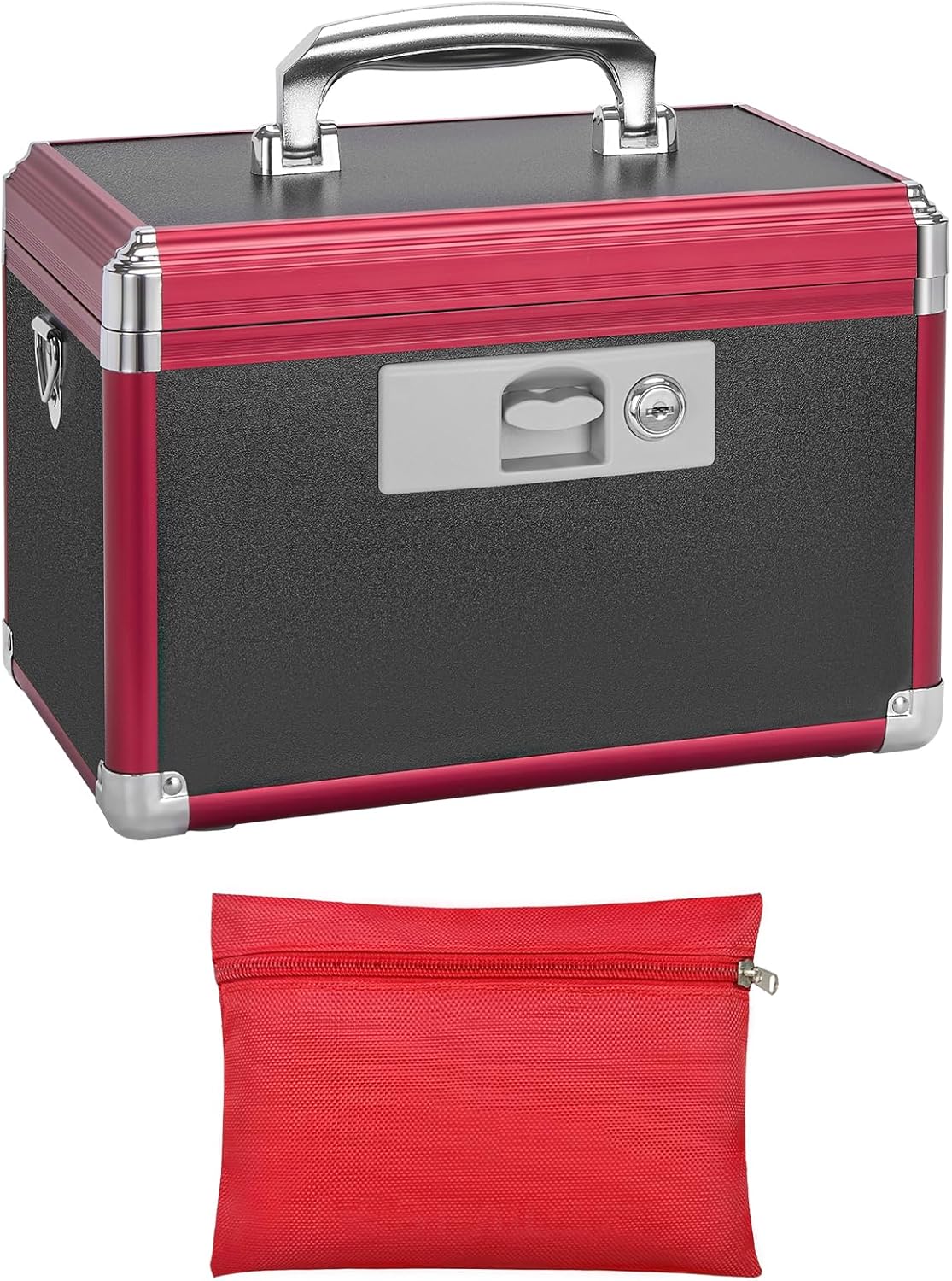 Secure Medicine Lock Box with Key, Childproof Metal Medication Storage Organizer for Home & Travel, Layered Aluminum First Aid Box, Portable & Durable – 15