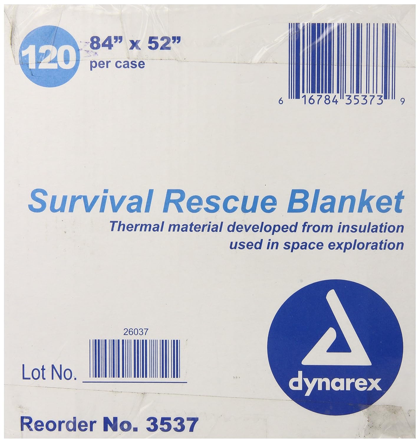 Dynarex Survival Rescue Blanket, 120 Count, 84 Inch x 52 Inch