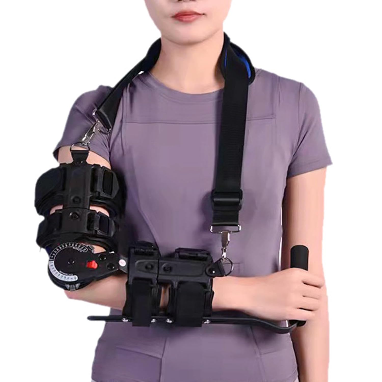 Hinged Rom Elbow Brace, Unisex Elbow Fixed Brace Elbow for Men Women, Elbow Splint Immobilizer for Ligaments and Tendons After Surgery with Handle, Left/Right Elbow,left