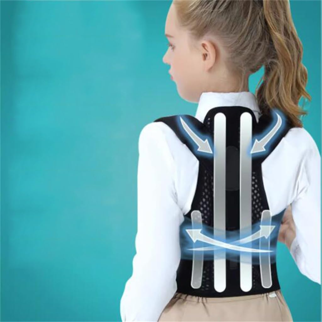 JSEIAJB Straight Back Support Sitting Posture Spinal Vertebra Artifact Anti-hunchback Orthotics Juvenile Camel Shoulder(Medium)