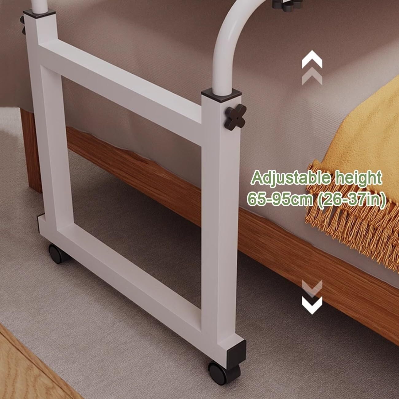 Overbed Table with Wheels, Rolling Laptop Table Over Bed Desk, Standing Workstation Laptop Cart, Home Office Hospital Workstation Table