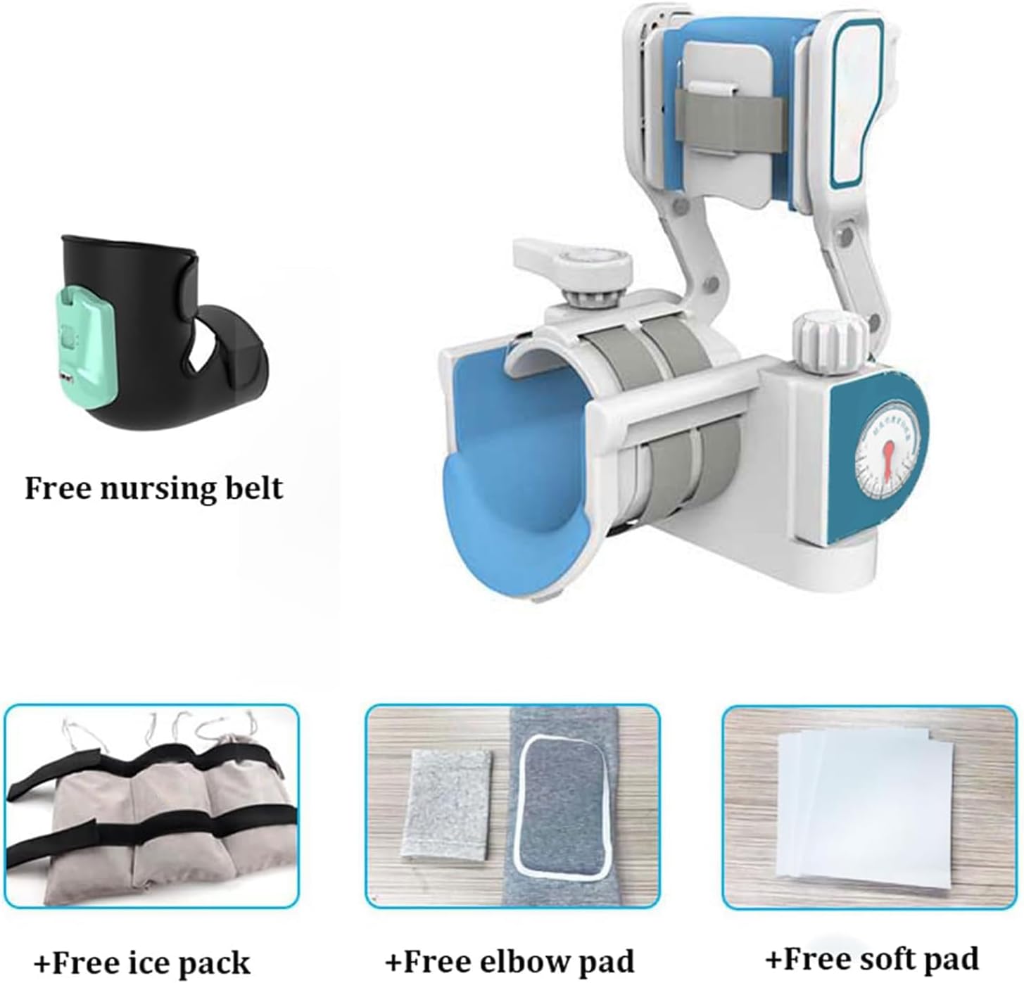 Elbow Joint Rehabilitation Device, Automatic Flexion and Extension Elbow Joint Trainer for Home Use, Double-Arm Structure for Left and Right Hand, Angle Adjustable