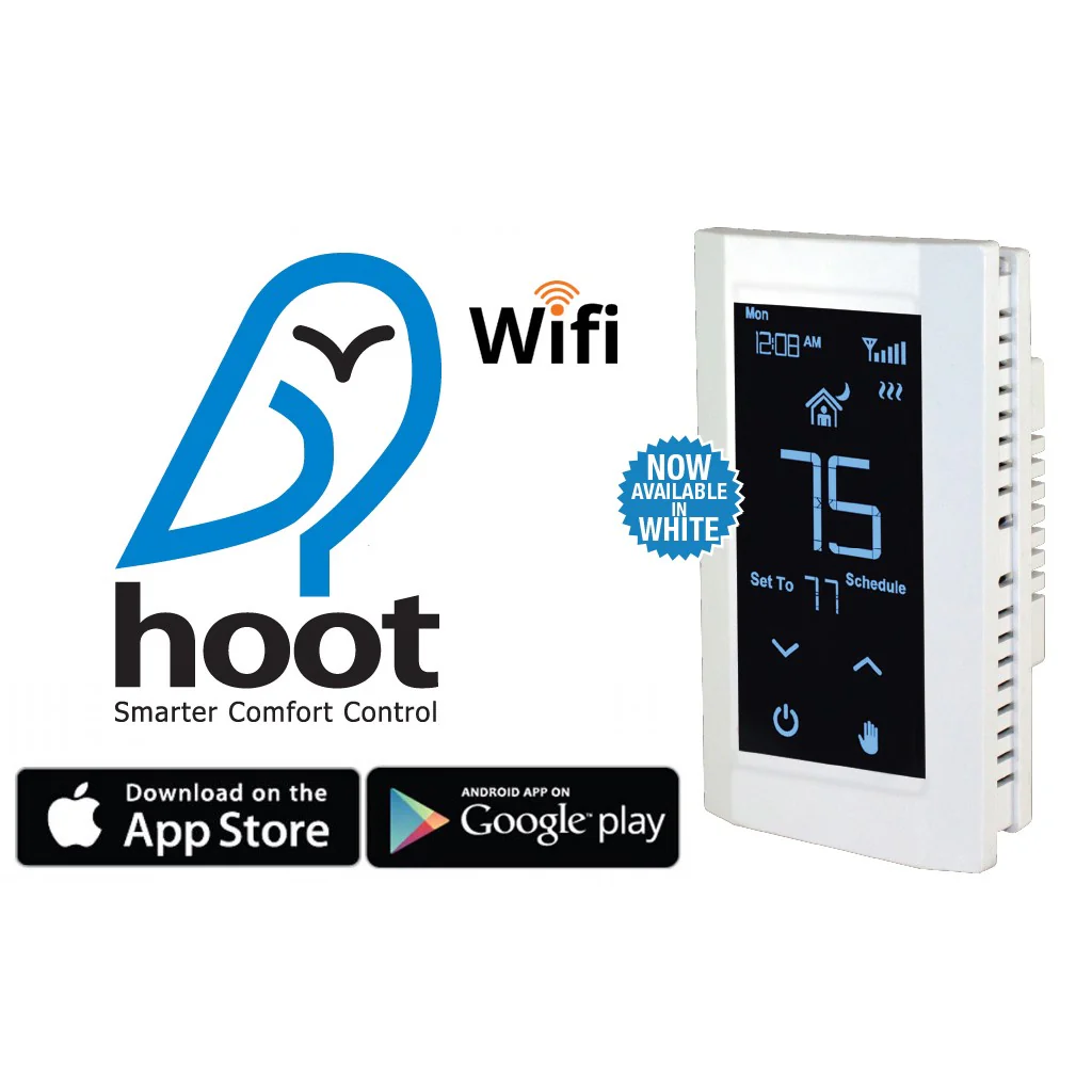 King Electric Hoot 240V Wi-Fi Touch Screen Double Pole Thermostat