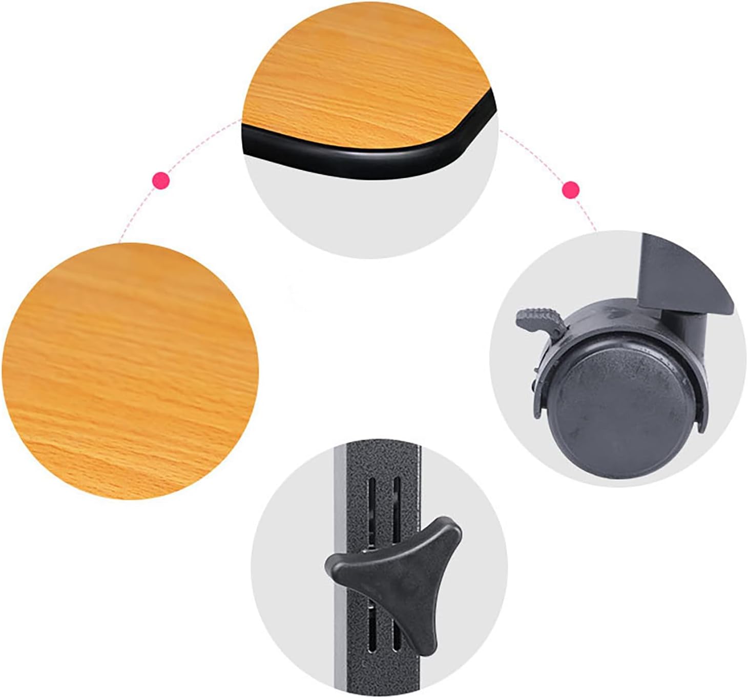 Multifunctional Adjustable Overbed Bedside Table with Wheels, Adjustable Overbed Rolling Table with Secure Height,Home and Hospital Use