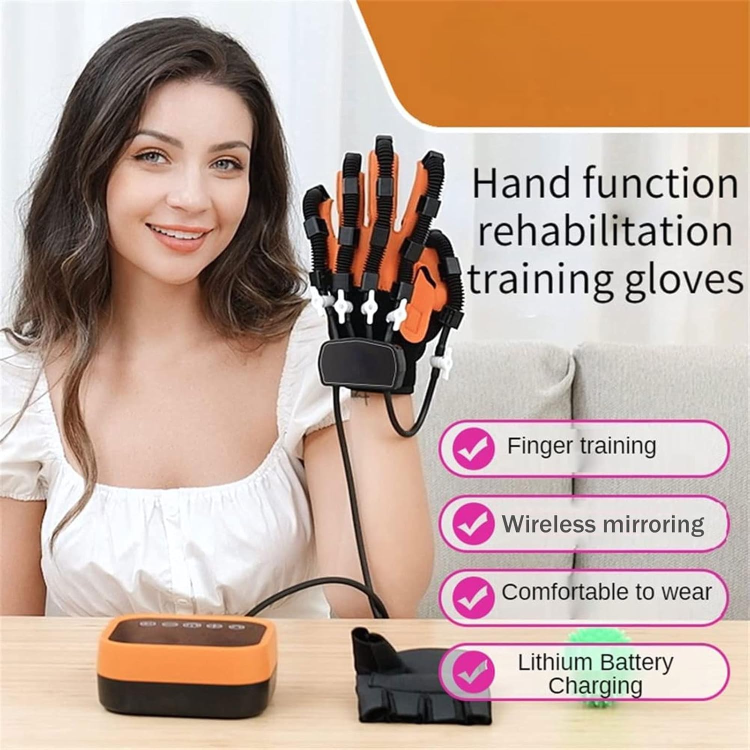 Rehabilitation Robot Gloves, Hand Splint for Patients with Stroke Hemiplegia, Finger Rehab Training Orthotics, Finger Straightening Brace Guard Protector(Size:Right-L)