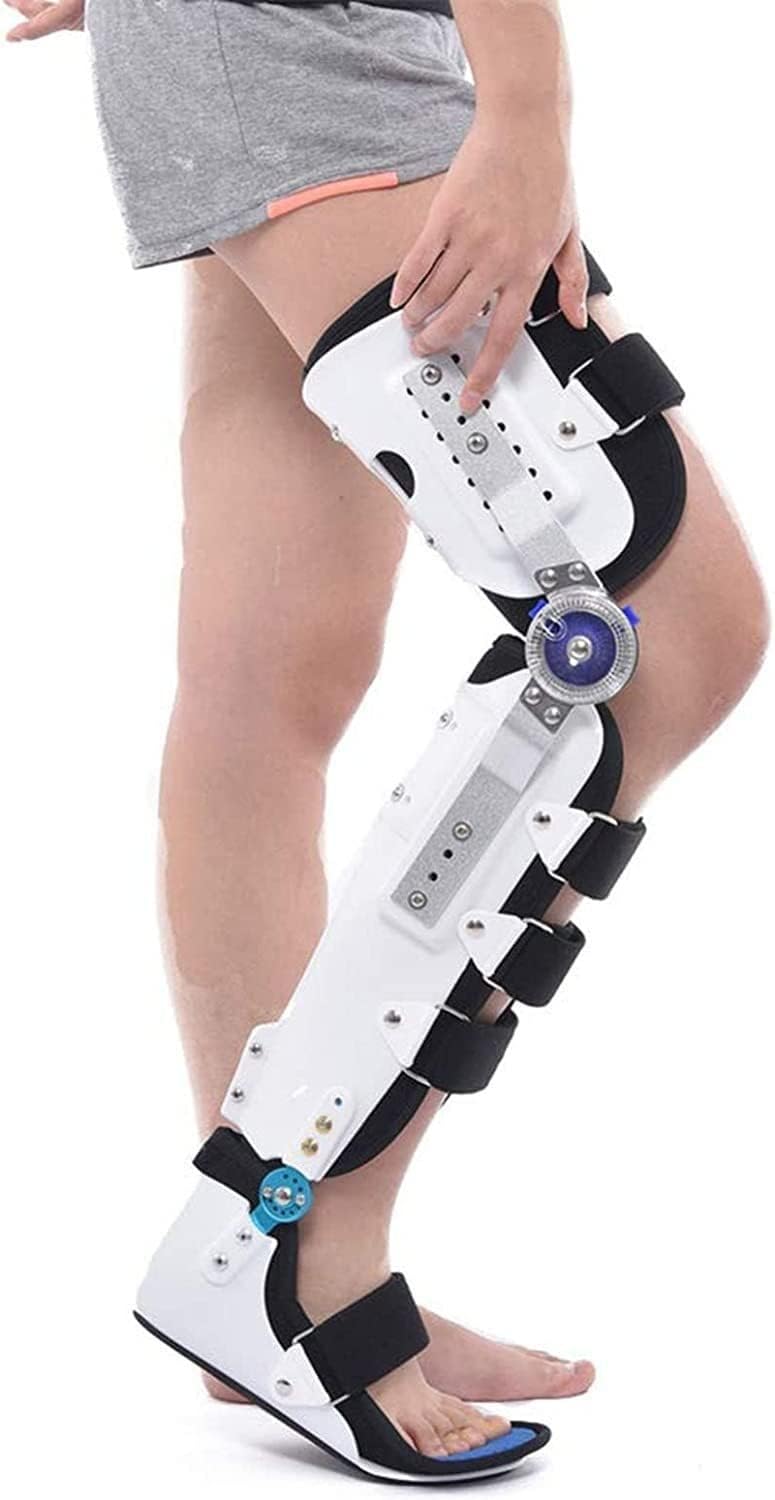Ankle Foot Orthosis Brace Hinged Knee Brace Guard Splint Leg Protector for Medical Leg Ankle Fixedknee Joint Corrector-Right Leg-Large
