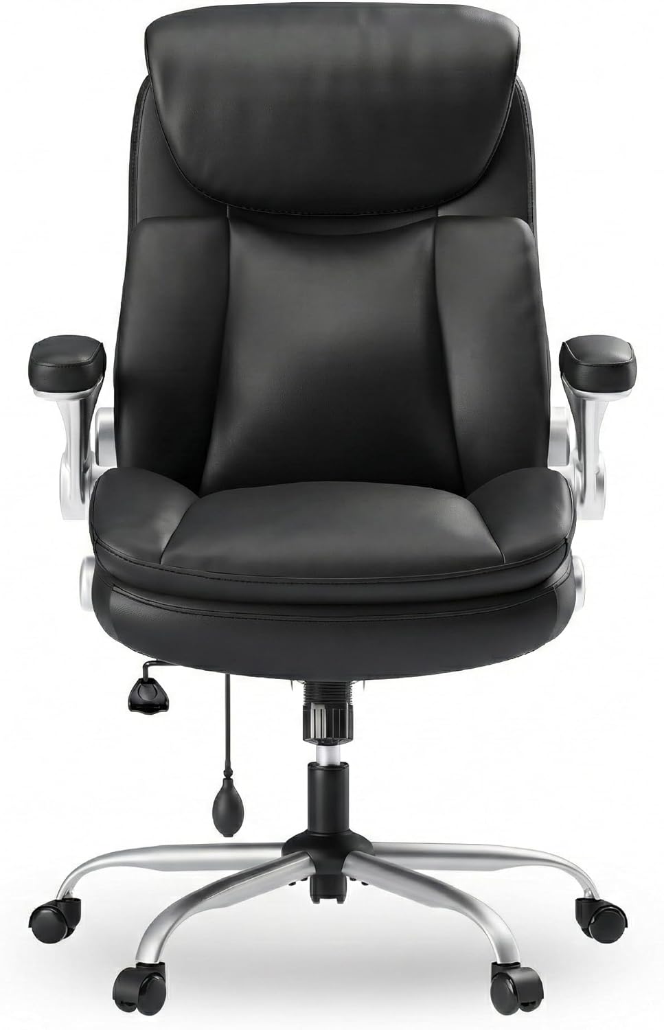 Ergonomic Office Chair with Adjustable Lumbar Support, High Back Computer Desk Chair with Thick Padded Seat Cushion, Flip-Up Armrests, Home Office Chair for Long Hours Sitting, Work from Home
