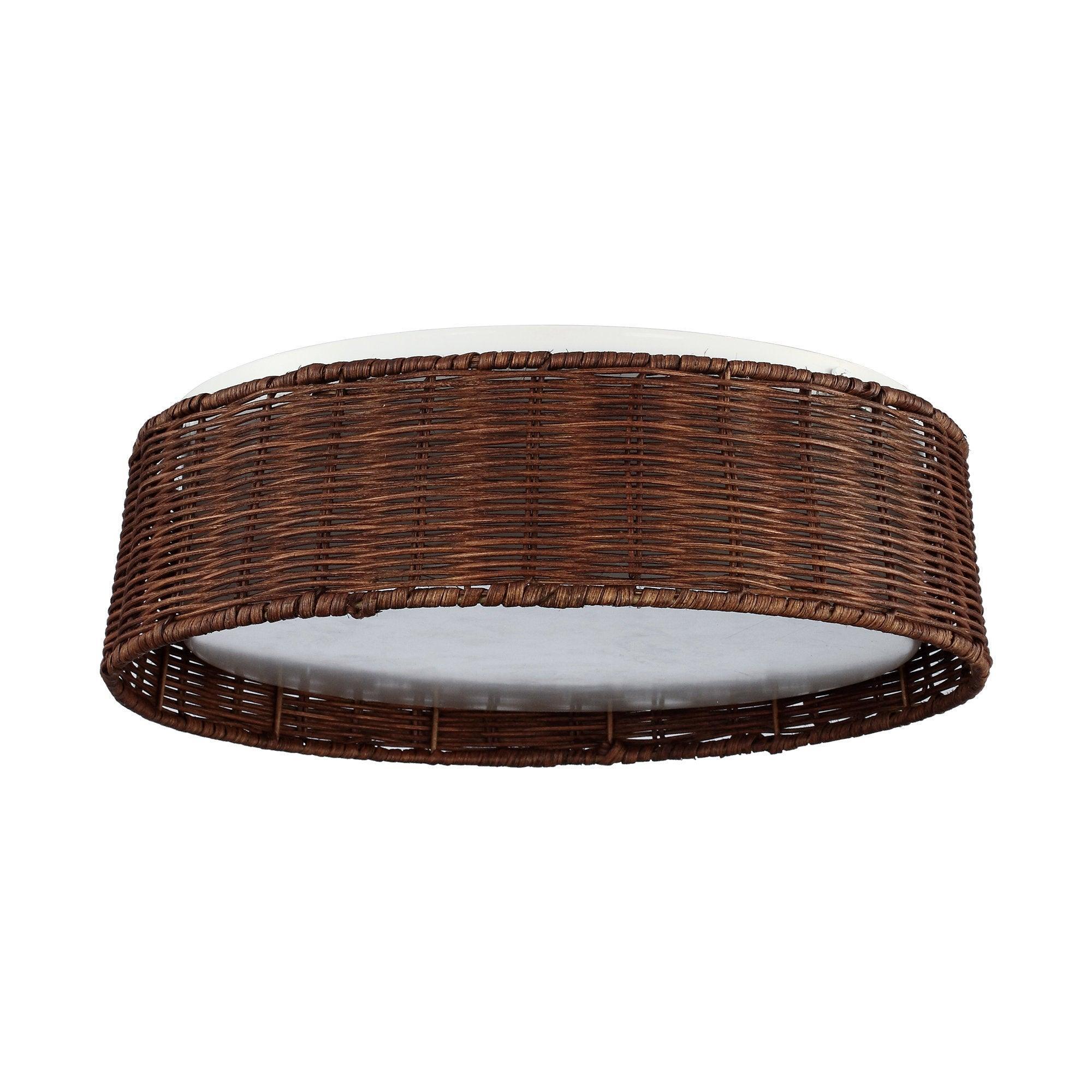 Parrot Uncle 16.5-Inch Traditional Brown Rattan Flush Mount Lighting with LED (A566501QE110V)