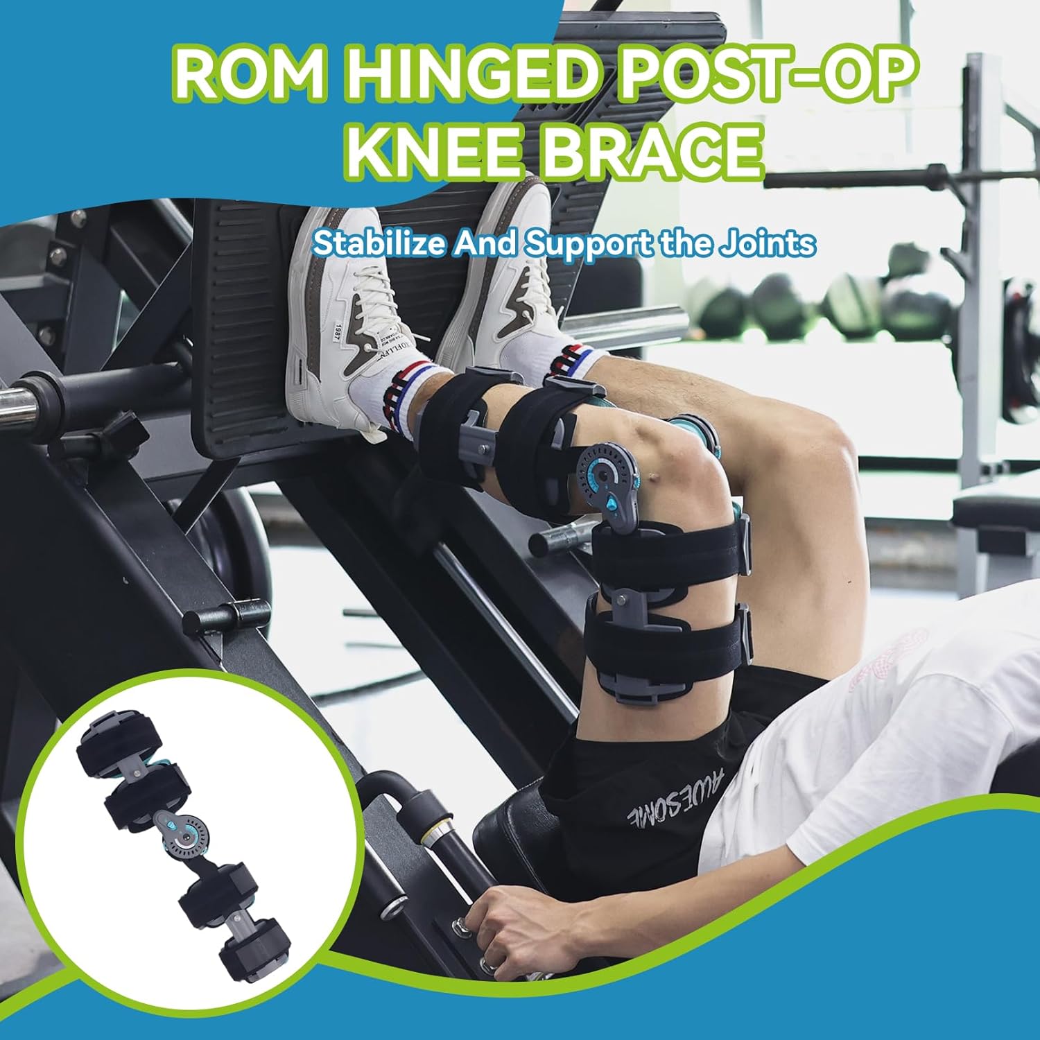 Komzer Hinged Knee Brace, Post Op ROM Immobilizer Orthopedic Rehabilitation Brace for ACL, MCL, Meniscus Tear Recovery and Adjustable Stabilizer for Men & Women, Universal Fit Stabilizer for Left/Right Leg