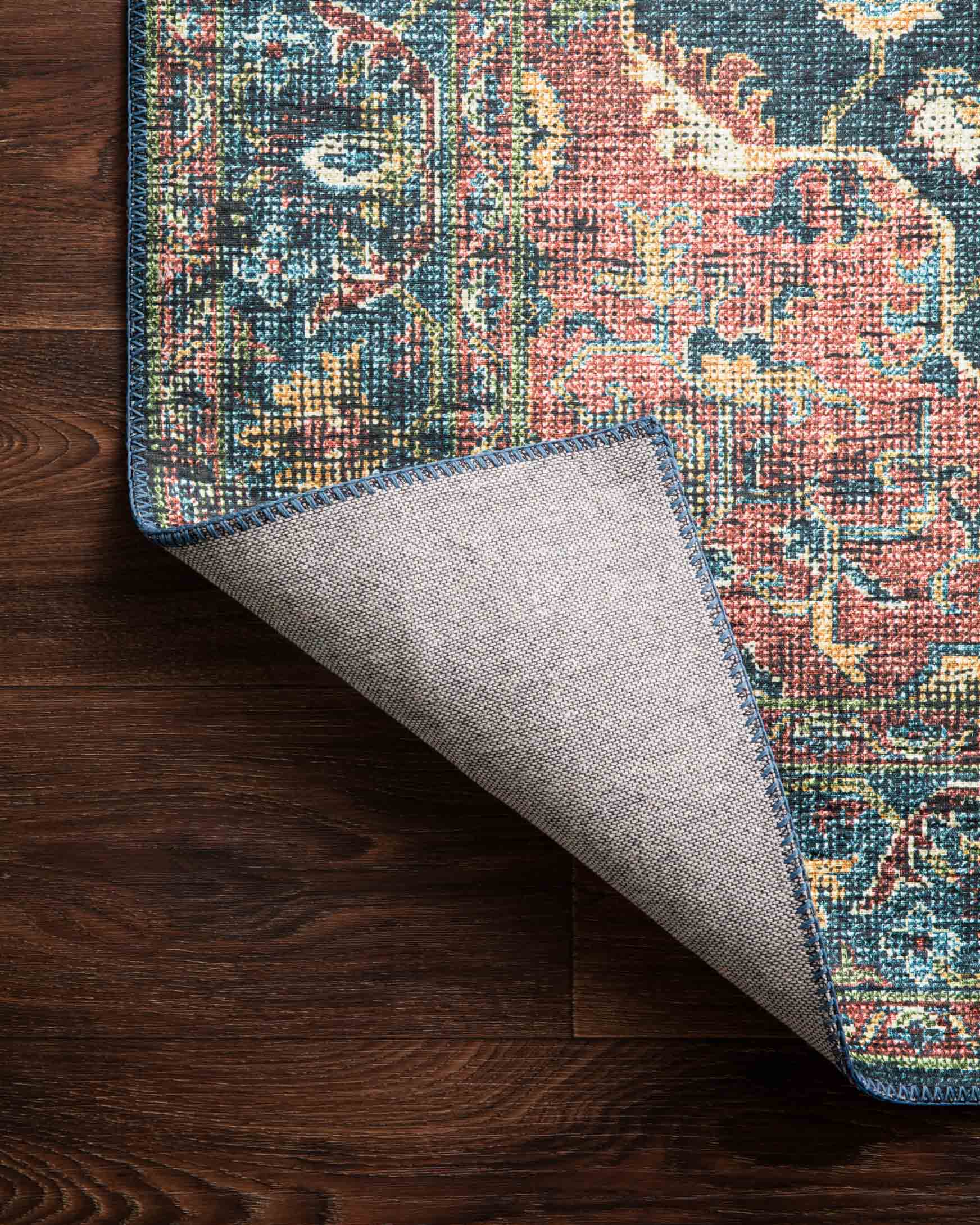 Loloi II Skye Collection - Traditional Power Loomed Rug in Denim & Brick (SKY-08)