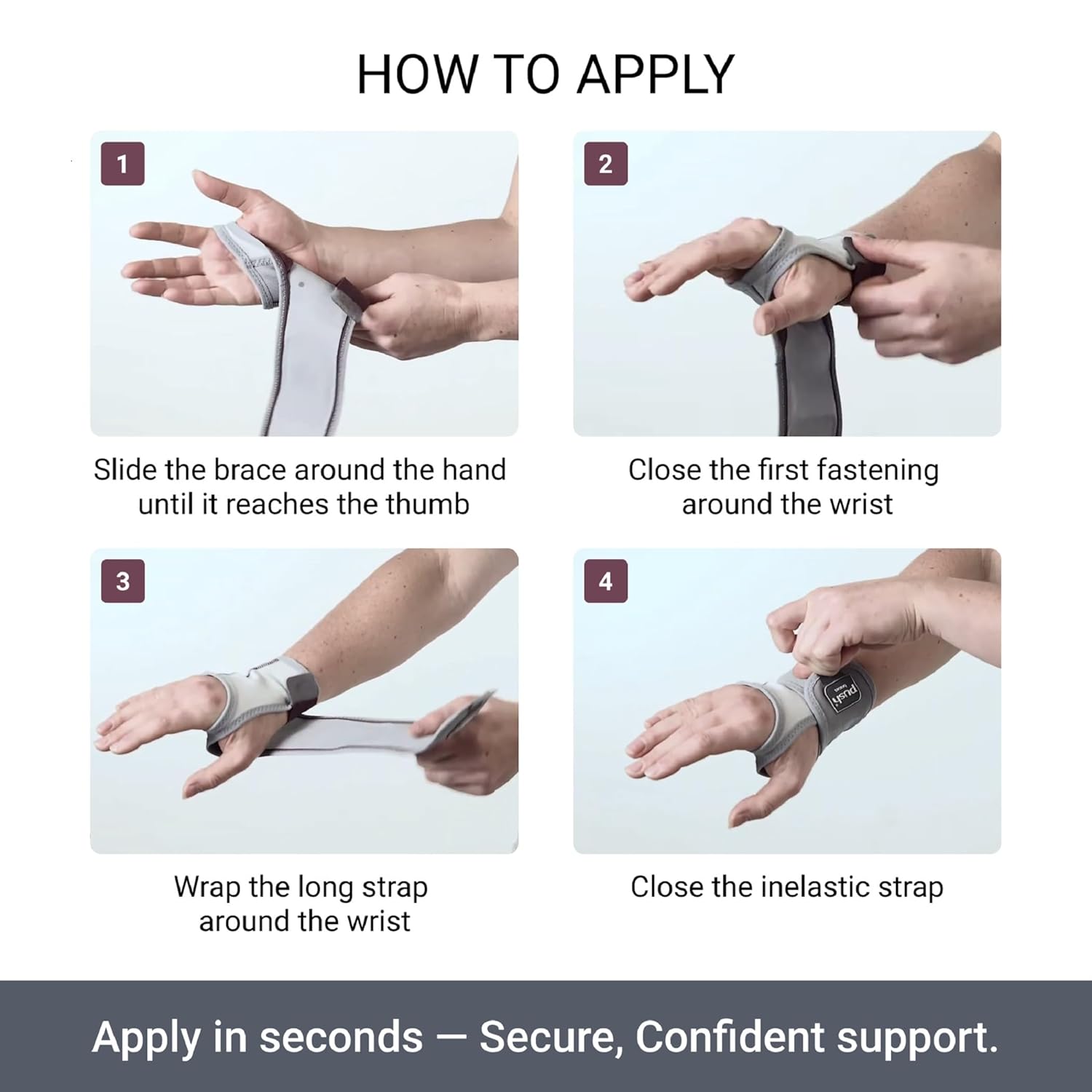 PUSH Care Wrist Brace - Provides Adjustable Wrist Compression, Thumb Loop for Position Retention (Right Size 3)