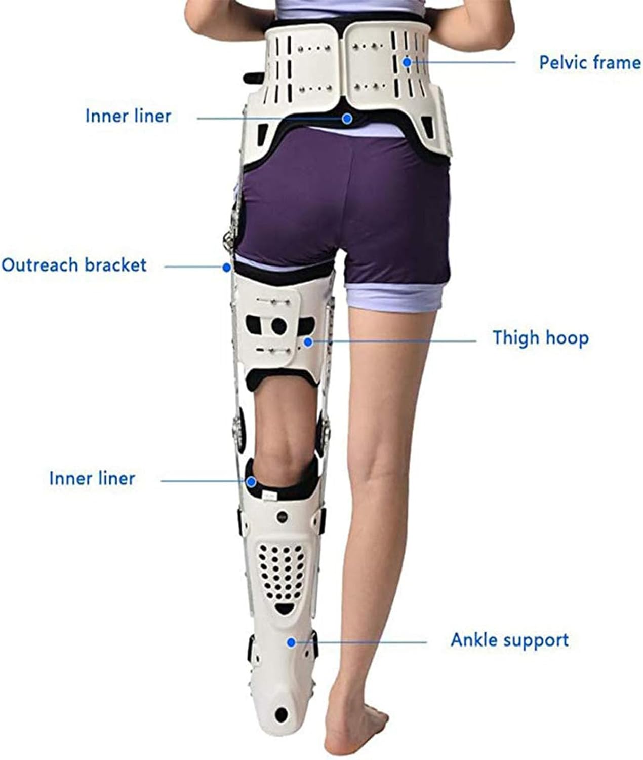 Hip Sacrum Waist Knee Ankle Foot Joint Fixation BraceBrace Fixed Stiff Thigh Knee Joint, Ankle Foot Orthosis Brace Walking, Full Leg Stabilizer Knee Orthosis Splint,Right