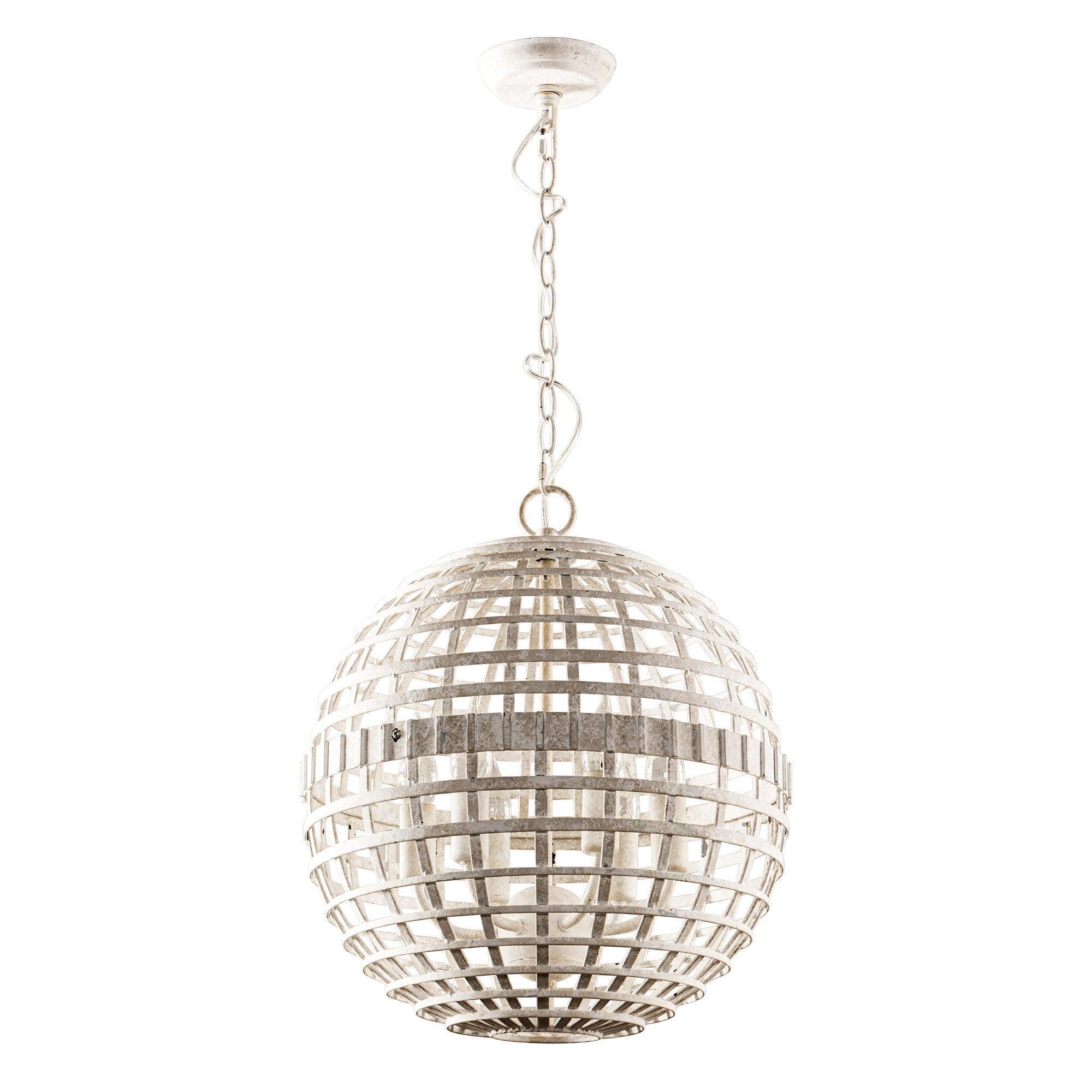 Parrot Uncle 6-Light Vintage And Farmhouse Globe Island Pendant Light in White (BBW9616-6)