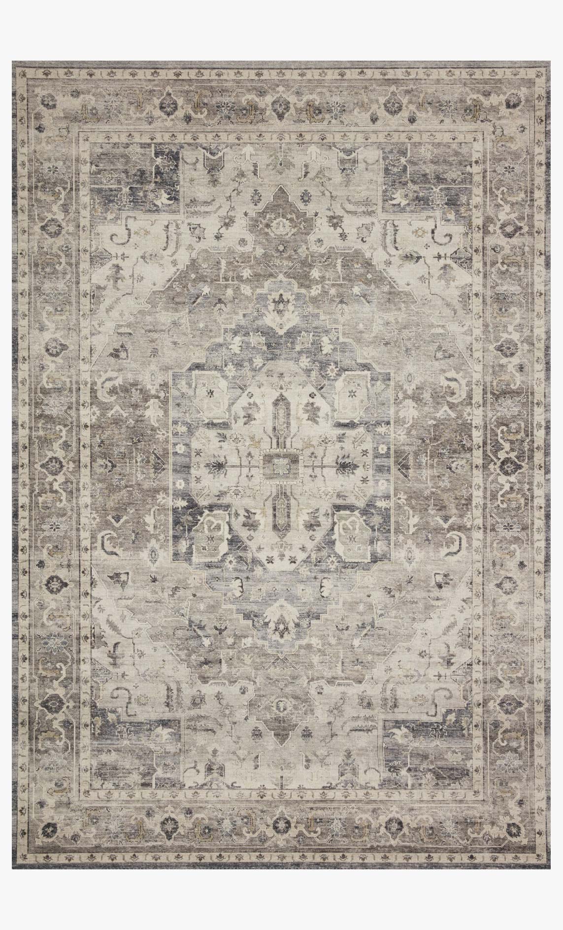Loloi II Hathaway Collection - Traditional Power Loomed Rug in Steel & Ivory (HTH-05)