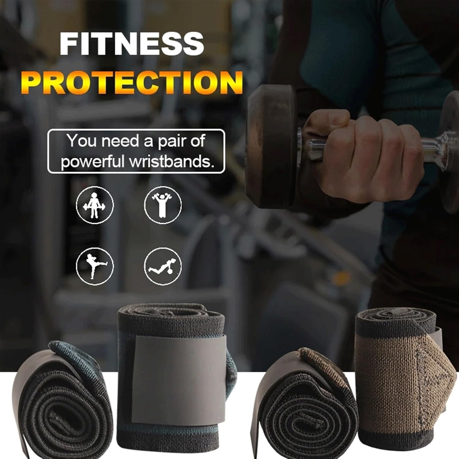 Weightlifting Flexible Wrist Wrap Gym Strength Training Padded Wraps Thumb Brace Strap Power Hand Support Wristband Sport Safety(Blue,90cm)