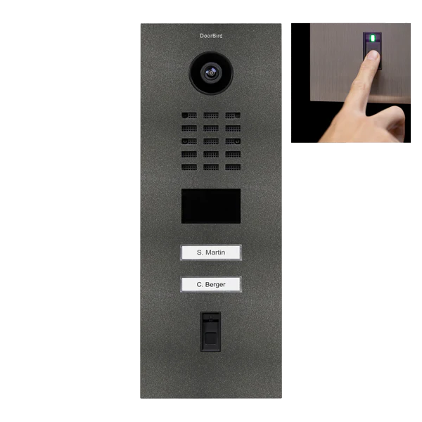 DoorBird D2102FV Fingerprint 50 IP Video Door Station,  2 Call Button in DB 703 Stainless Steel