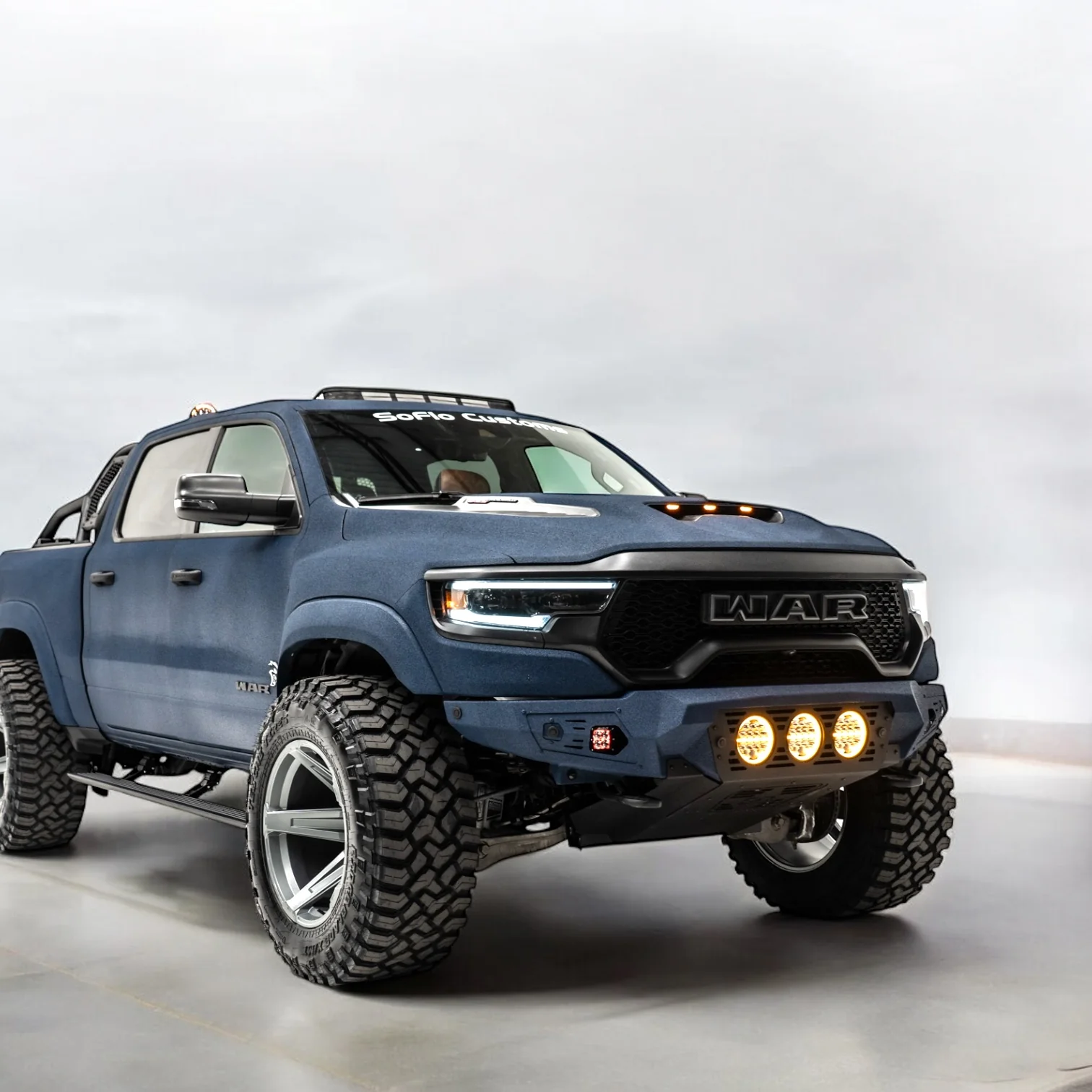 RAM TRX Baja Front Bumper w/ 3 Center Lights & Skid Plate 2021-2024