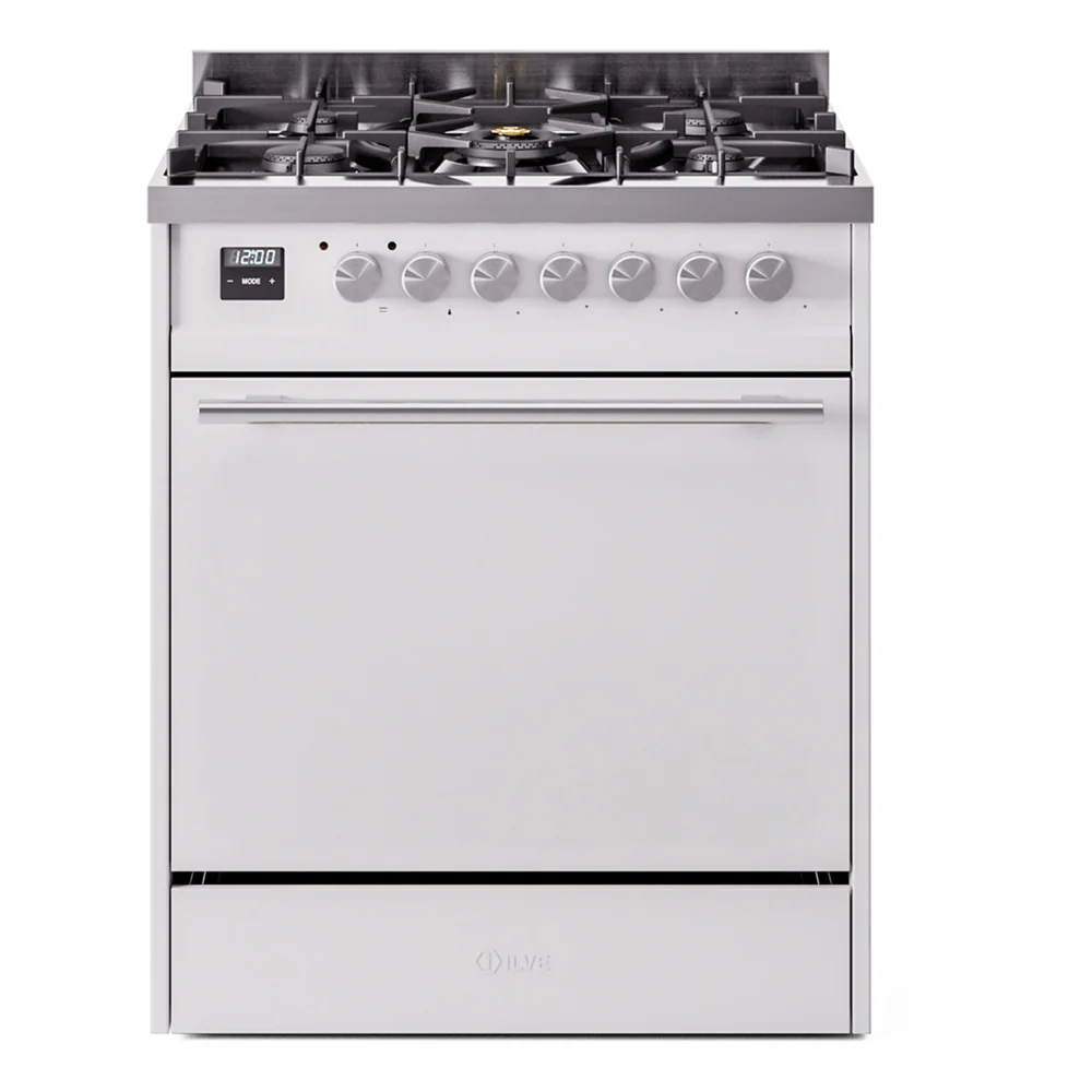 ILVE Professional Plus II 30-Inch Dual Fuel Range with Solid Door in White (UP30QMPWH)