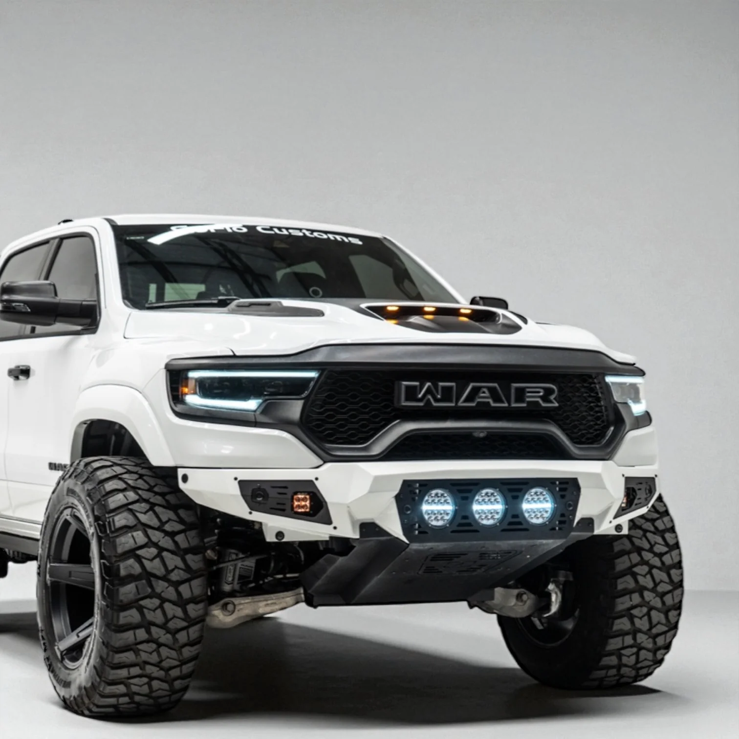 RAM TRX Baja Front Bumper w/ 3 Center Lights & Skid Plate 2021-2024