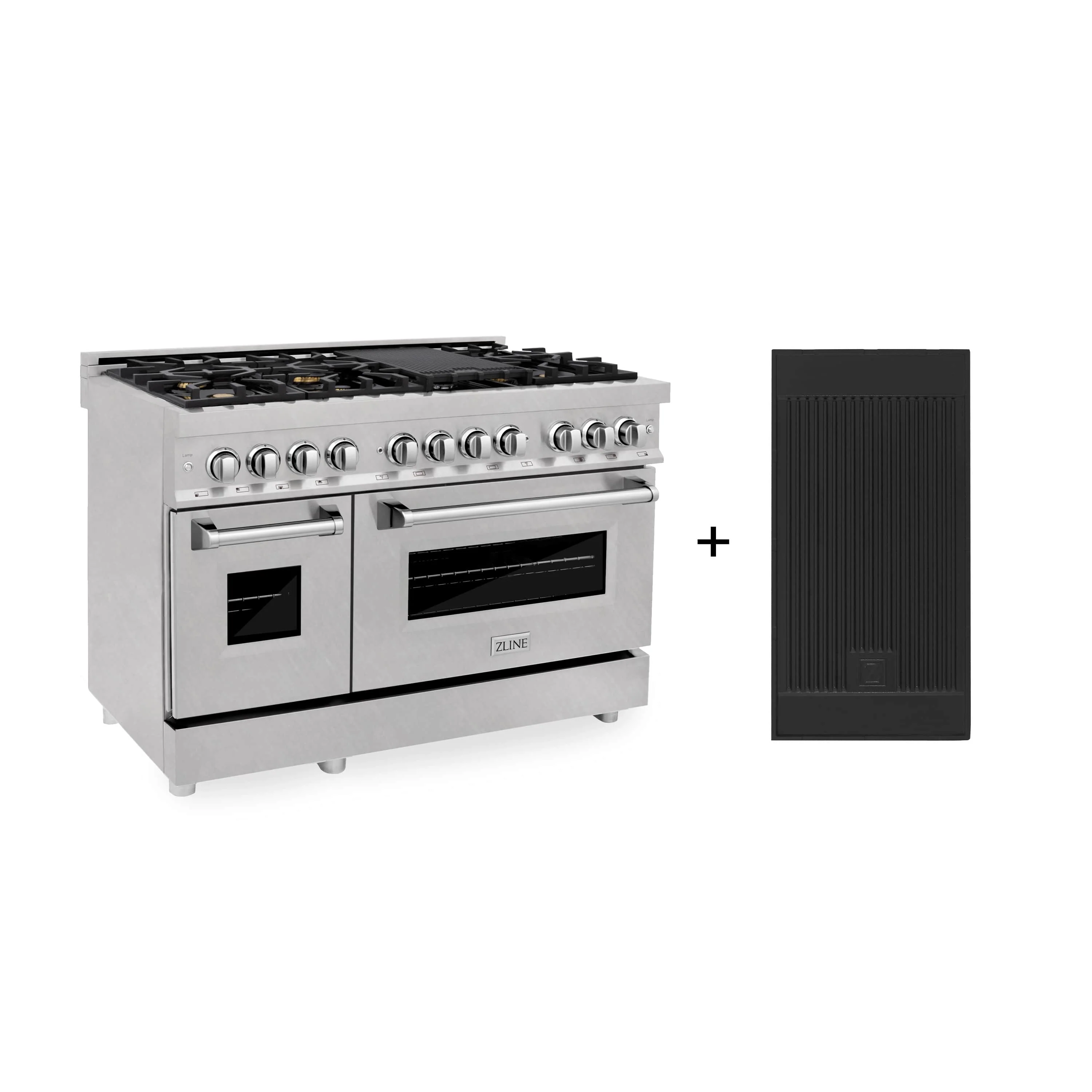 ZLINE 48-inch Legacy Series Dual Fuel Range with Gas Cooktop with Brass Burners, Griddle, and 6.0 Cu. Ft. Electric Oven in Fingerprint Resistant Satin Stainless Steel (RAS-SN-BR-GR-48)