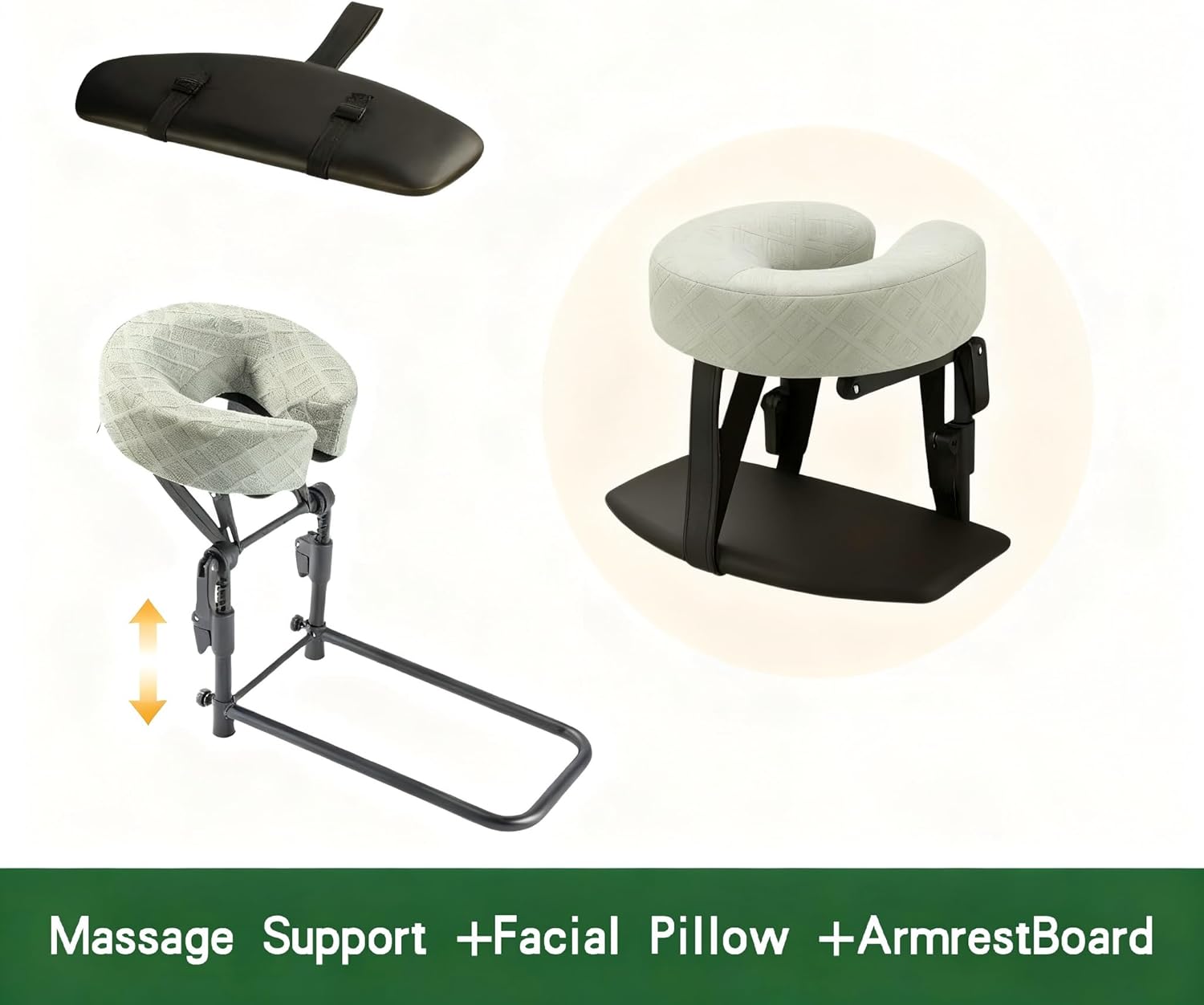 Massage Headrest for Bed，Massage Table，Professional Portable Massage Table Adjustable Height for Home Spa Use Relaxation Comfort