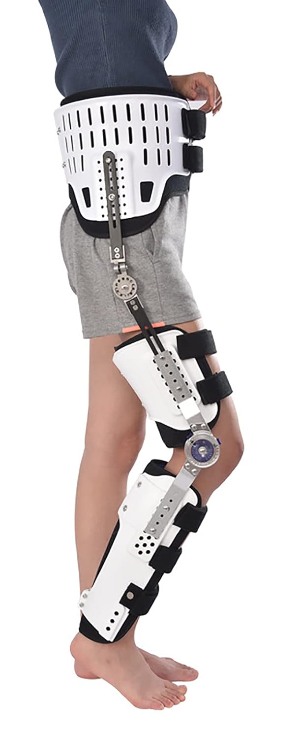 Hinged Knee Brace, Adjustable Hinged Hip Joint Abduction Orthosis, Hip Walking Fixed with Walking Boots Brace Knee Surgery Ligament Support, for Surrounding Soft Tissue Inj(Right