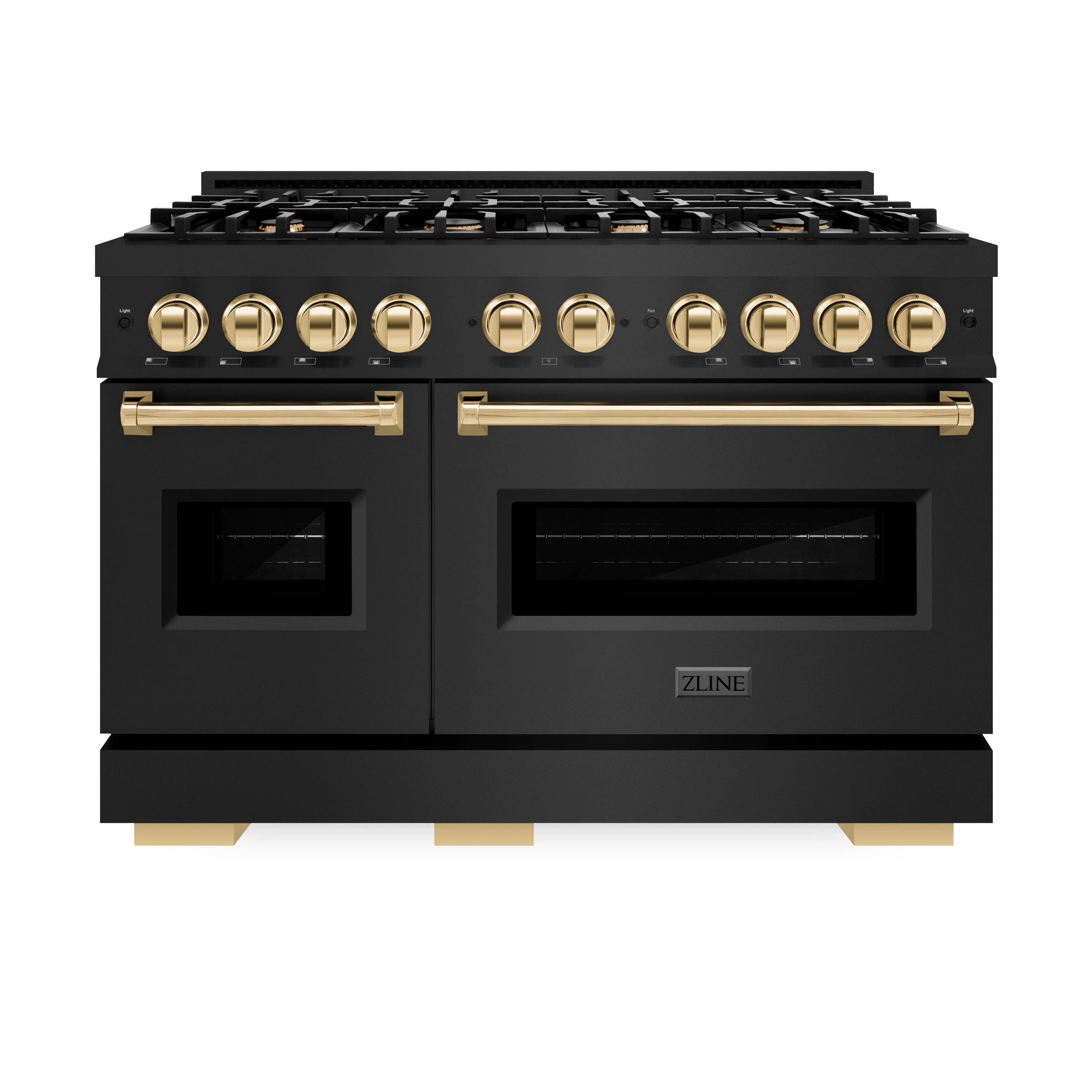ZLINE Autograph Edition 48-Inch Classic Series Dual Fuel Range with 8 Gas Burner Cooktop and 6.7 Cu. Ft. Electric Convection Oven in Black Stainless and Gold Accents (CDRBZ-48-G)